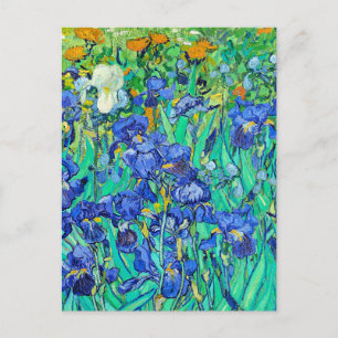 Postal Los lirios de Van Gogh, pintura famosa, remezclada