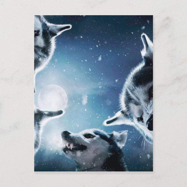 Postal Los lobos enojados y la luna (Anverso)