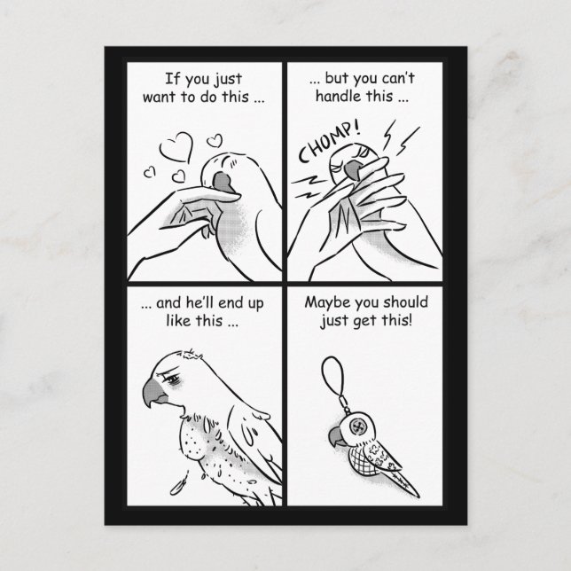 Postal Los loros muerden (Anverso)