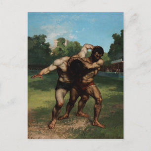 Postal Los luchadores por Gustave Courbet 1862
