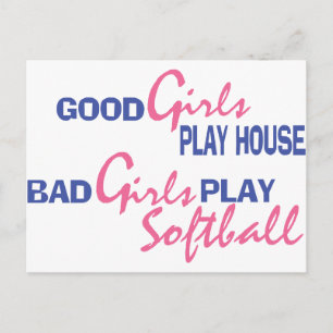 Postal Los malos Chicas juegan al softball