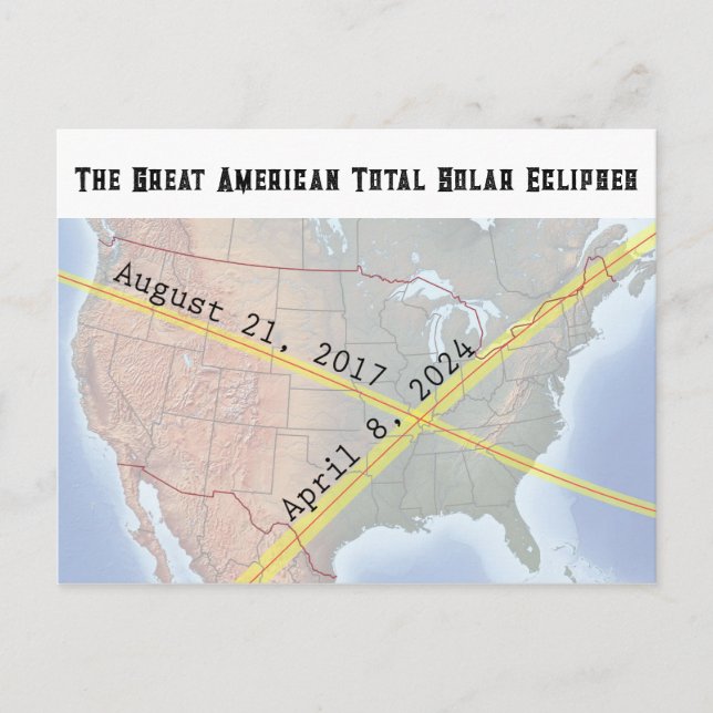 Postal Los mapas del gran eclipse estadounidense de 2017  (Anverso)