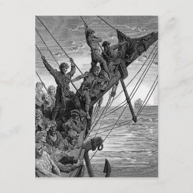 Postal Los marineros ven a lo lejos un barco fantasmal (Anverso)