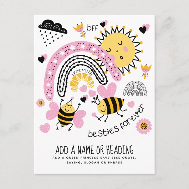 Postal Los mejores amigos de las abejas reina por siempre (Anverso)