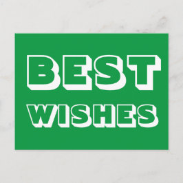 Postal Los mejores deseos, buena suerte, blanco verde