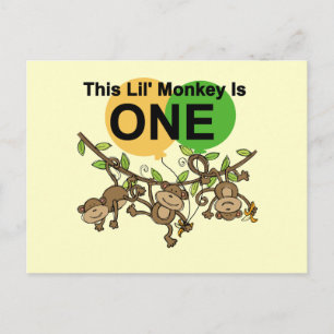 Postal Los monos que se balancean primero cumpleaños de c
