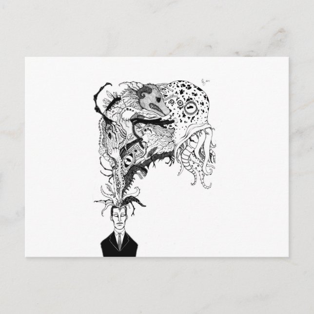 Postal Los monstruos de H.P. Lovecraft (Anverso)