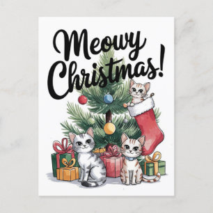 Postal Los Navidades Meowy se burlan de los gatos