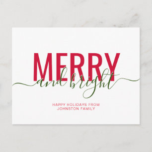 Postal Los Navidades merry y brillantes se festejan en bl