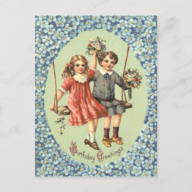 Postal Los niños adornados con flores de Bouquet (Anverso)