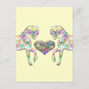 Postal Los niños Caballo y Corazón de Amor