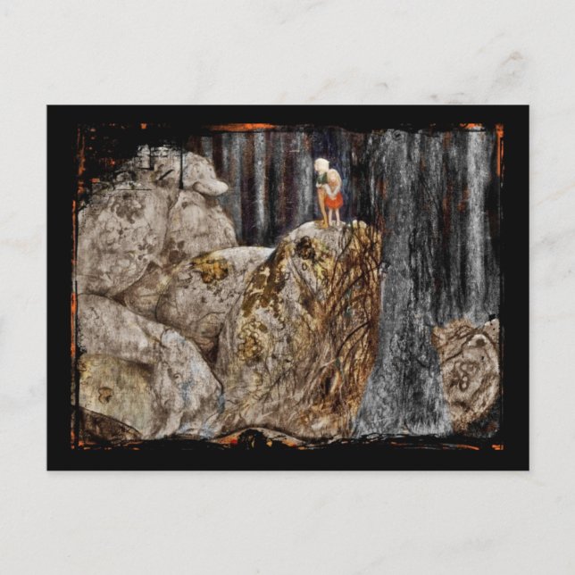 Postal Los niños con el trol de piedra (Anverso)