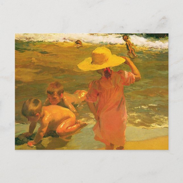 Postal Los niños de la orilla del mar - Joaquín Sorolla (Anverso)