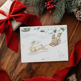 Postal Los niños de la selva de Ilustracion vintage Elsa