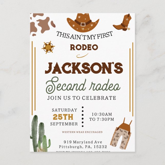 Postal Los Niños No Son Mi Primer Rodeo Cowboy Cumpleaños (Anverso)