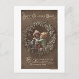 Postal Los niños pequeños abrazando