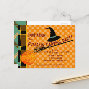 Postal Los niños retro Jack-o'-Lantern, Naranja de calaba