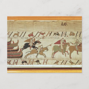 Postal Los normandos desembarcan en Pevensey y los caball