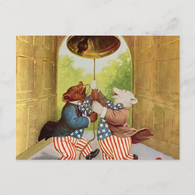 Postal Los osos patriotas hacen sonar la campana de la li (Anverso)