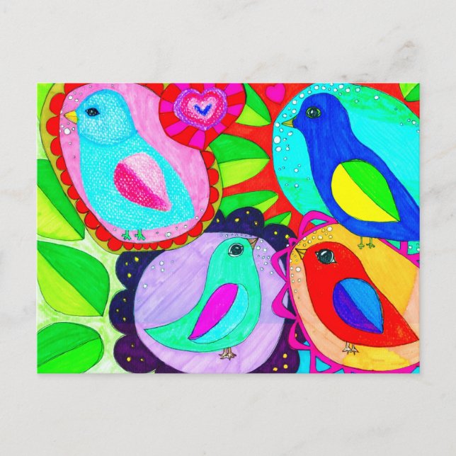 Postal ¡Los pájaros dicen que quieren la libertad! (Anverso)