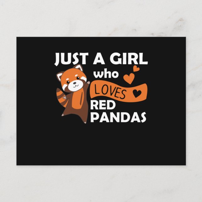 Postal Los pandas rojos Chicas aman el Panda rojo Kawaii  (Anverso)