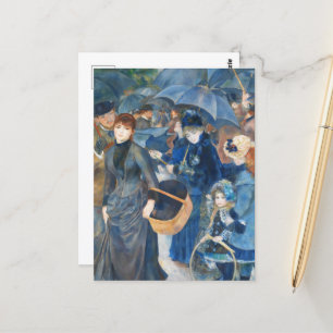 Postal Los paraguas, arte de Pierre Auguste Renoir