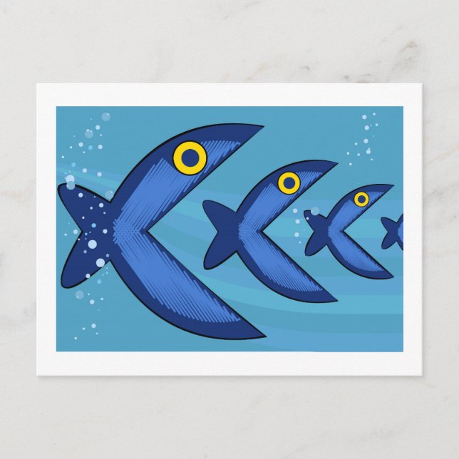 Postal Los peces comen pescado (Anverso)