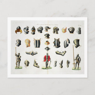 Postal Los pedazos separados de la armadura de un