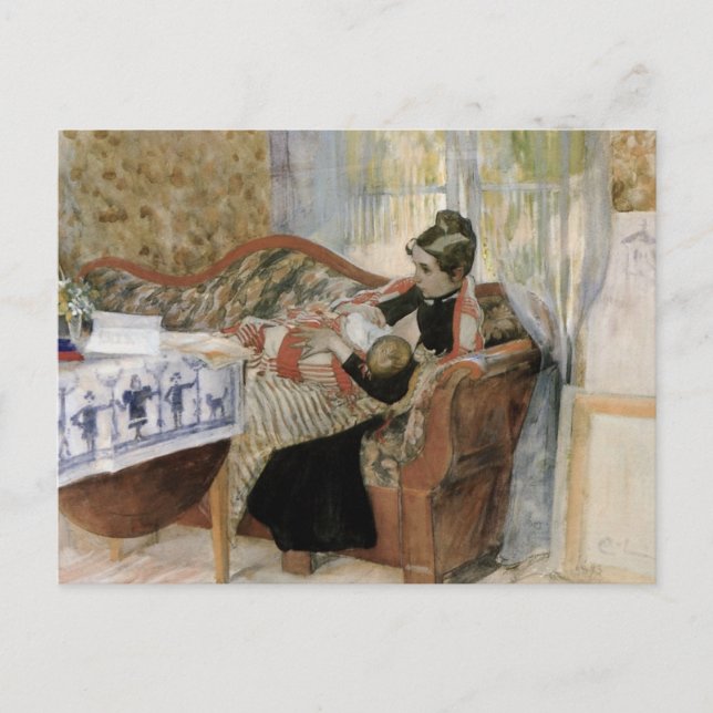 Postal Los pensamientos de la madre sobre el bebé de la E (Anverso)