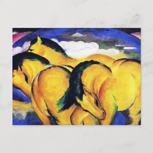 Postal Los pequeños caballos amarillos de Franz Marc (Anverso)