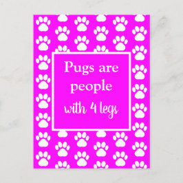 Postal Los perros graciosos del Mascota Pug son personas 