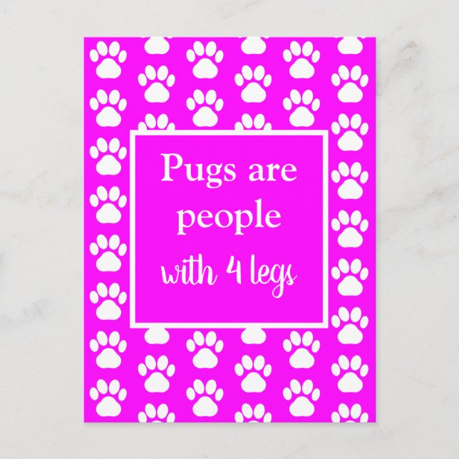 Postal Los perros graciosos del Mascota Pug son personas  (Anverso)
