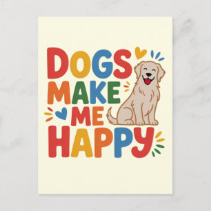 Postal Los Perros Me Hacen Feliz Cita Inspiradora de Amo