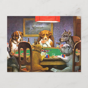 Postal Los perros que juegan al póquer como un amigo nece