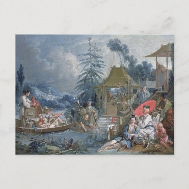 Postal Los pescadores chinos, c.1742 (Anverso)