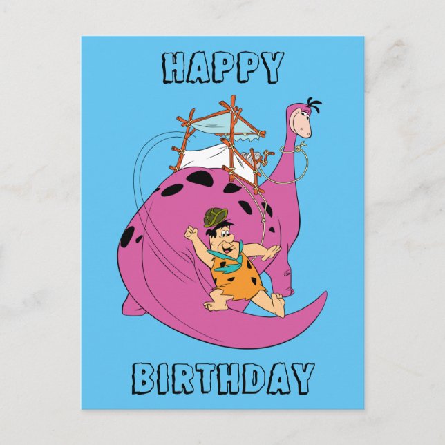 Postal Los Picapiedra | Fred Sliding Down Tail (Anverso)