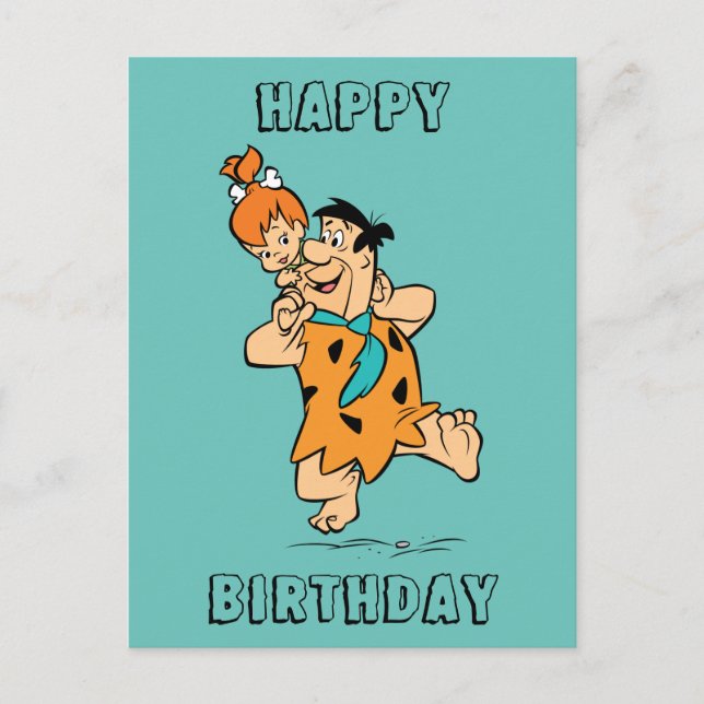 Postal Los Picapiedra | Fred y Pebbles Flintstone (Anverso)