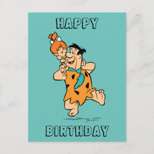 Postal Los Picapiedra   Fred y Pebbles Flintstone