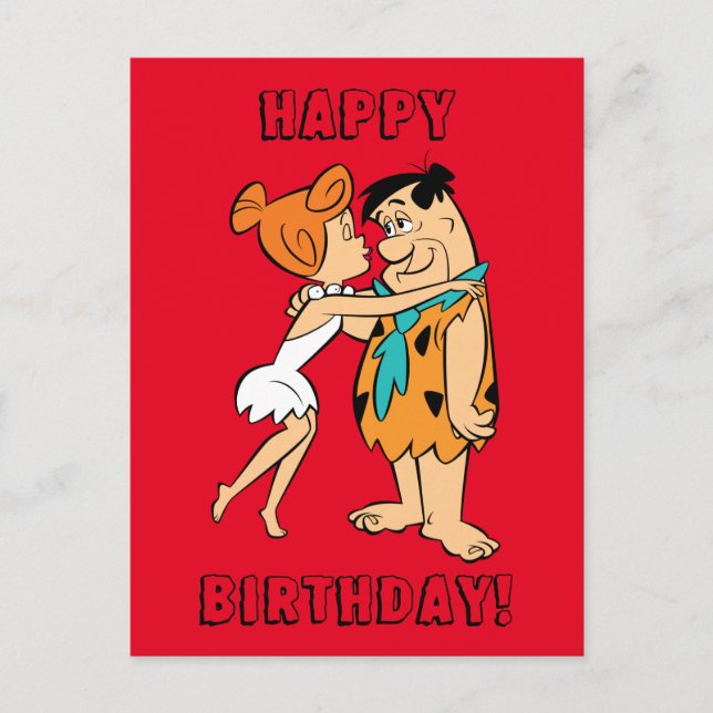 Postal Los Picapiedra | Wilma Kissing Fred (Anverso)