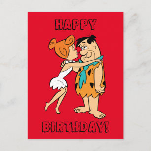 Postal Los Picapiedra   Wilma Kissing Fred