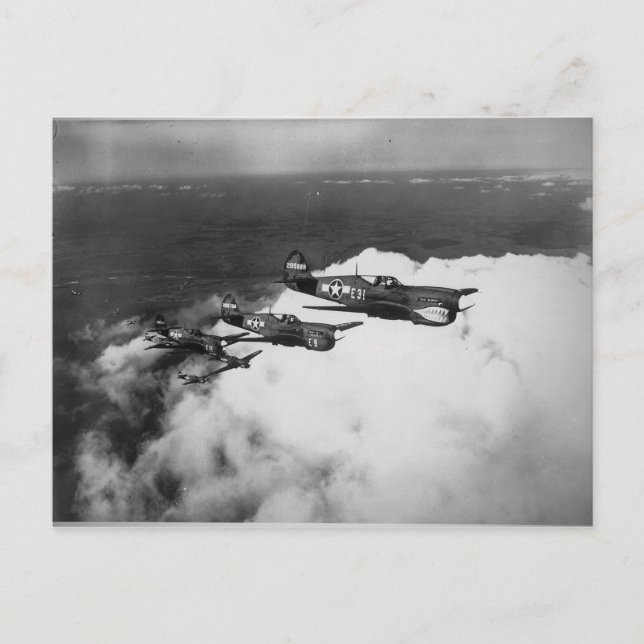 Postal Los pilotos negros en el avión de combate P-40 de  (Anverso)