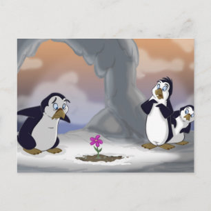 Postal Los pingüinos en la primavera