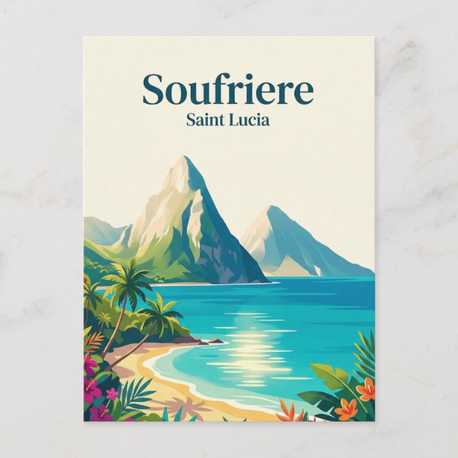 Postal Los Pitons Santa Lucía (Anverso)