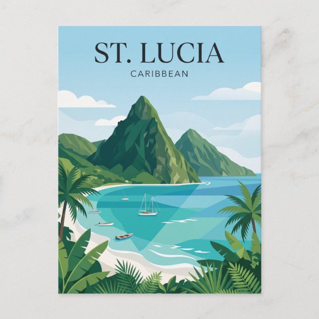 Postal Los Pitons Santa Lucía (Anverso)
