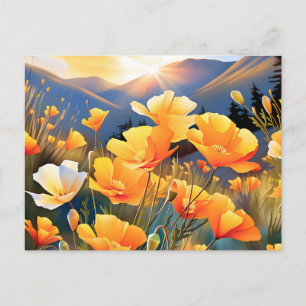Postal Los Poppies De California En Un Prado Brillante Y 