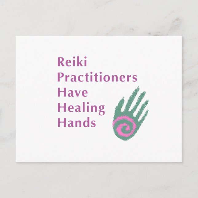 Postal Los practicantes de Reiki tienen manos curadoras (Anverso)
