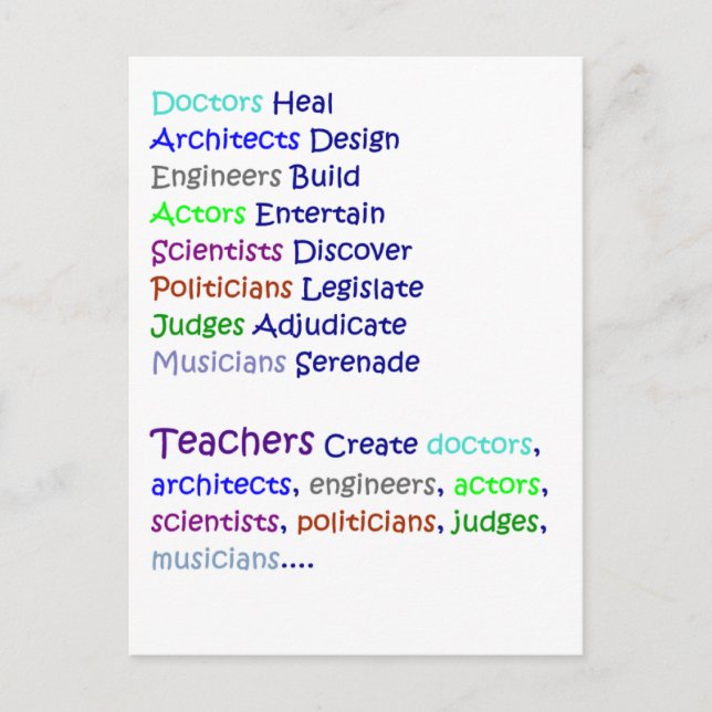 Postal Los profesores crean (Anverso)