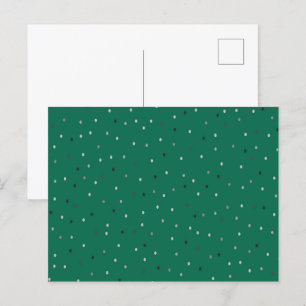 Postal Los puntos de Polka Plateado en Verde