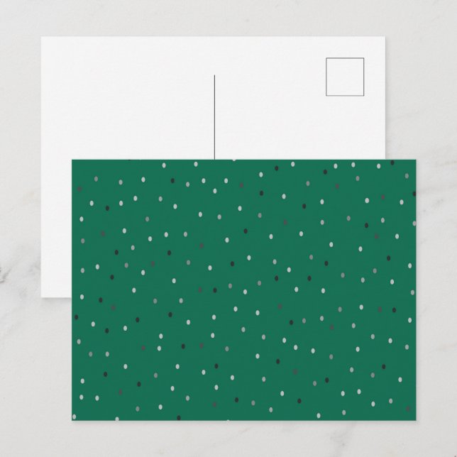 Postal Los puntos de Polka Plateado en Verde (Anverso / Reverso)