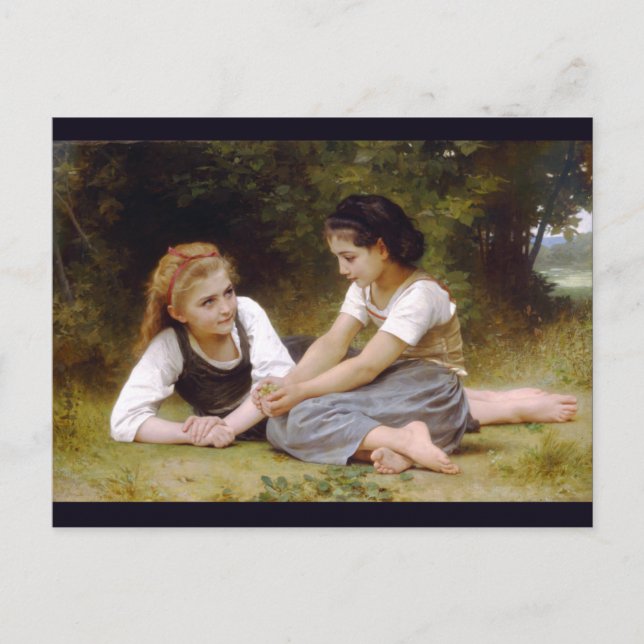 Postal Los recolectores de nueces de W.A. Bouguereau (Anverso)